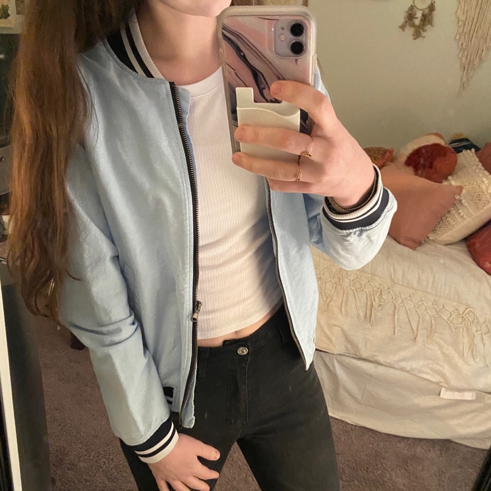Light Blue Bomber Jacket 🤍🤩